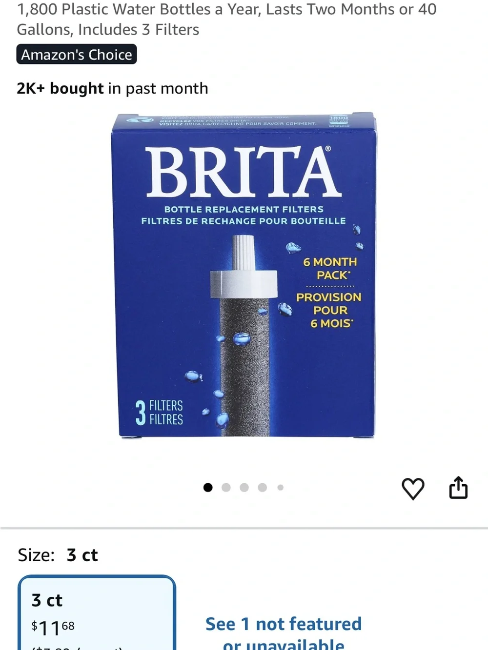 Brita Teal and White Refillable Water Bottle with Handle and 2 new filters